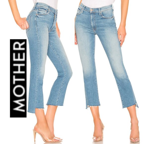MOTHER Insider Crop Step Fray Flare Jeans Size 24 Light Wash Shoot to Thrill - Picture 1 of 16